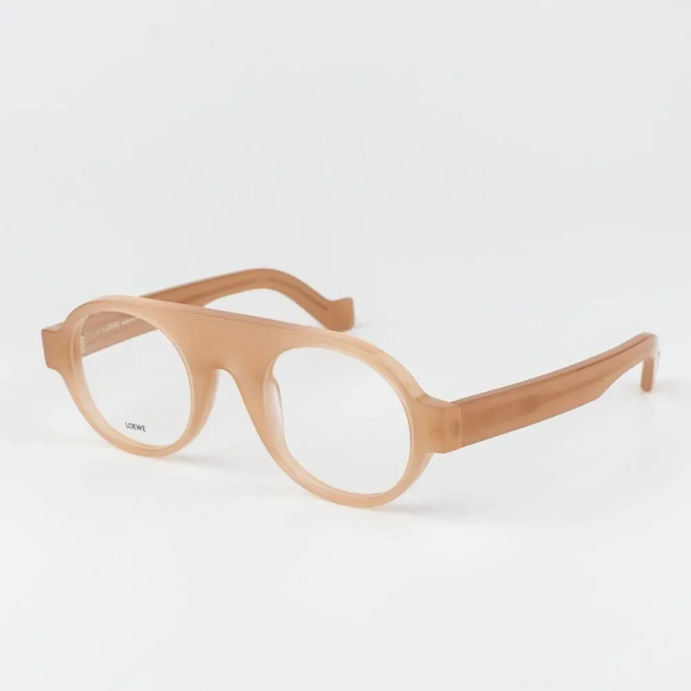 Loewe Women Eyeglasses Shiny Light Pink Demo Round LW50009I 072 BRAND NEW